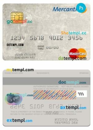 Venezuela Banco Mercantil world business mastercard template in PSD format