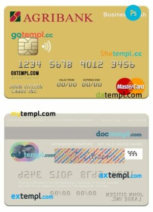 Vietnam Agribank business cash mastercard template in PSD format