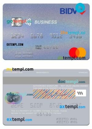 Vietnam BIDV business mastercard template in PSD format