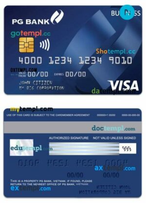 Vietnam PG Bank visa business card template in PSD format