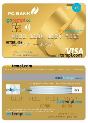 Vietnam PG Bank visa corporate card template in PSD format