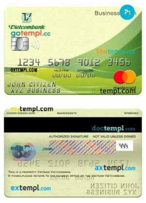 Vietnam Vietcombank business cash mastercard template in PSD format