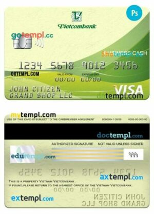 Vietnam Vietcombank visa business cash card template in PSD format