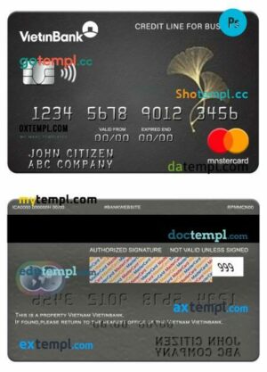 Vietnam Vietinbank credit line for business mastercard template in PSD format