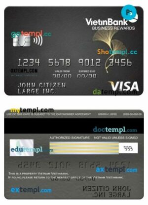 Vietnam Vietinbank visa business rewards card template in PSD format