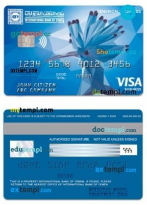 Yemen International Bank of Yemen visa benefical business card template in PSD format