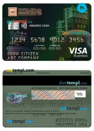 Yemen International bank visa business amazing cash card template in PSD format