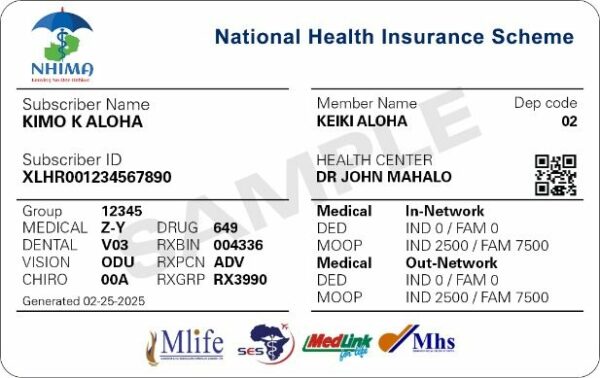 Zambia health insurance card template in PSD format