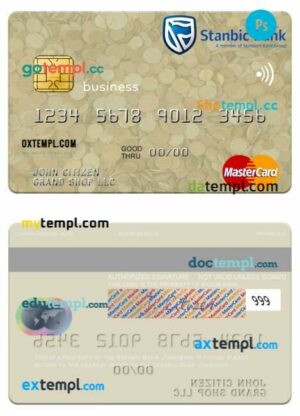 Zimbabwe Stanbic Bank business mastercard template in PSD format
