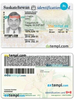 Canada Saskatchewan ID PSD template