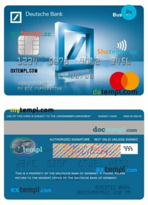 Germany Deutsche Bank Business debit mastercard template in PSD format