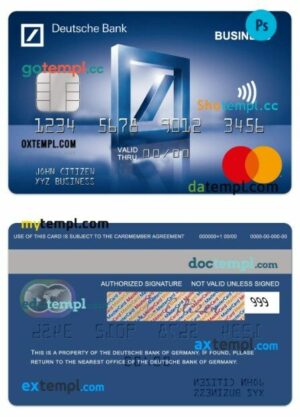 Germany Deutsche Bank standard business mastercard template in PSD format
