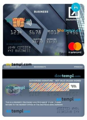 Germany Deutsche bank business mastercard template in PSD format