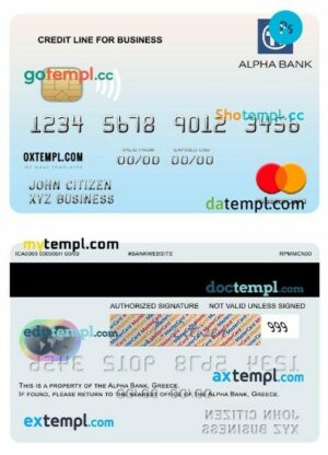 Greece Alpha Bank business credit mastercard template in PSD format