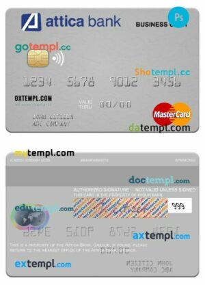Greece Alpha Bank business mastercard template in PSD format, VERSION 2