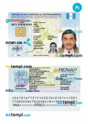 Guatemala ID card PSD template, 2025-present