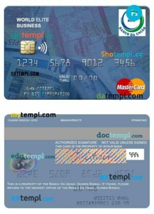 Guine Bissau Banco Da Uniao world elite business mastercard template in PSD format