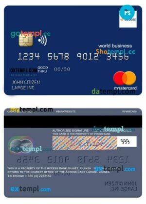 Guinea Access Bank Guinée world business mastercard template in PSD format