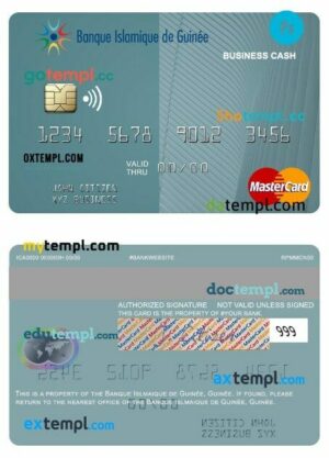 Guinea Banque Islmaique de Guinée business cash mastercard template in PSD format