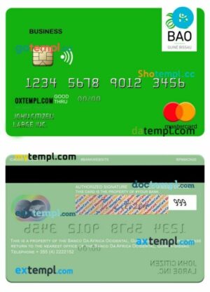 Guinea Bissau Banco Da Africa Ocidental business mastercard template in PSD format
