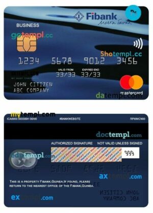 Guinea Fibank business mastercard template in PSD format
