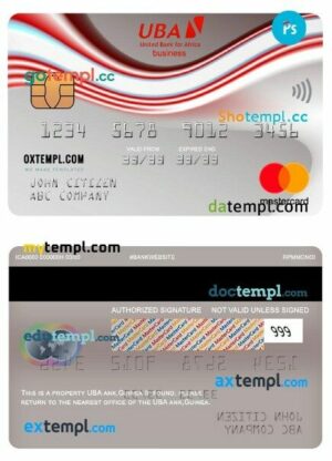 Guinea UBA business mastercard template in PSD format