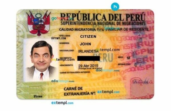 Peru residence permit PSD example