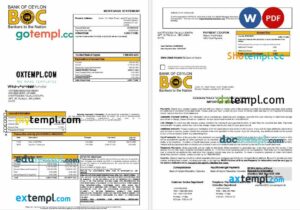 Sri Lanka Bank of Ceylon mortgage statement in Word and PDF formats
