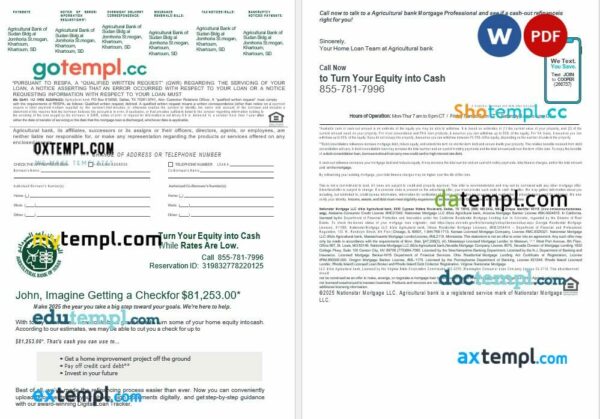 Sudanese Agricultural Bank of Sudanese bank mortgage loan statement in Word and PDF formats, 4 pages - Image 2