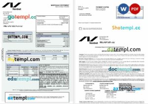 Swedish Nordnet AB bank mortgage statement in Word and PDF formats
