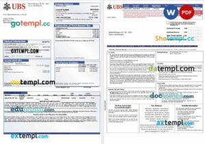 Swiss UBS bank mortgage statement in Word and PDF formats