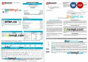 Switzerland Dukascopy bank mortgage loan statement in Word and PDF formats, 8 pages