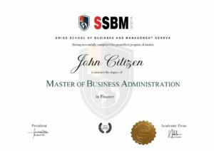 Switzerland SSBM Geneva university master degree diploma template in PSD format