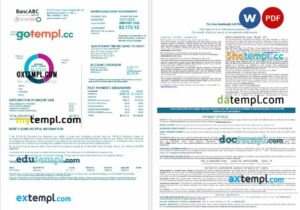 Tanzania BancABC bank mortgage loan statement in Word and PDF formats, 4 pages