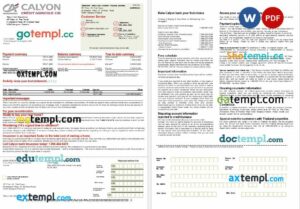 Thailand Caylon Bank mortgage statement in Word and PDF formats, 2 pages
