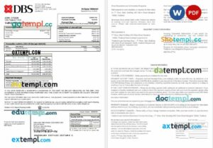 Thailand DBS bank mortgage statement in Word and PDF formats
