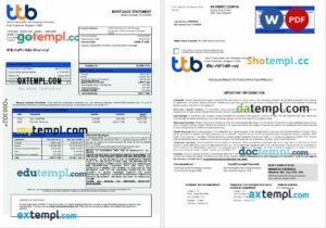 Thailand TMBThanachart Bank mortgage statement in Word and PDF formats