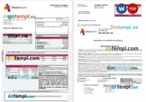 UK Atom Bank mortgage statement in Word and PDF formats