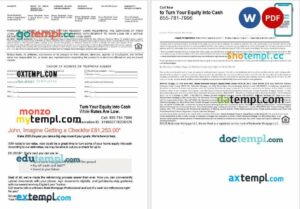 UK Monzo Bank mortgage loan statement in Word and PDF formats, 4 pages