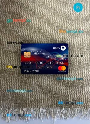 USA BMO Bank of Montreal bank mastercard PSD scan and photo-realistic snapshot, 2 in 1