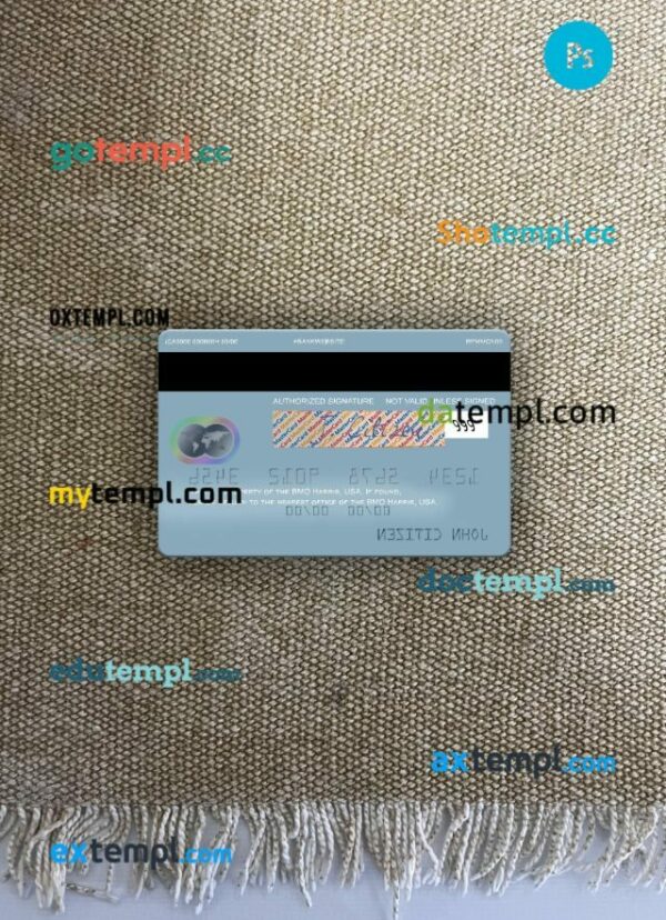 USA BMO Harris Bank mastercard PSD scan and photo-realistic snapshot, 2 in 1 - Image 2