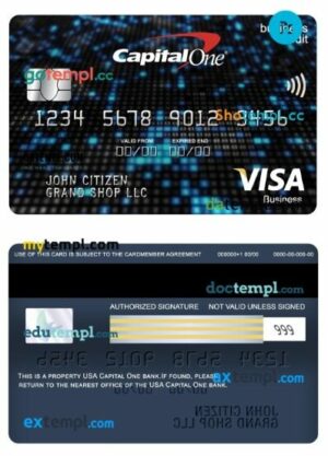 USA Capital One bank visa business credit card template in PSD format