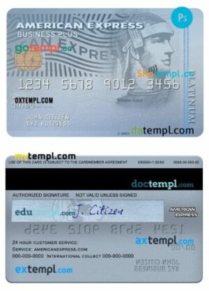 USA Carrington Mortgage Services bank amex business plus platinum card template in PSD format
