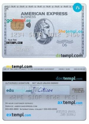 USA Chase bank amex business platinum card template in PSD format