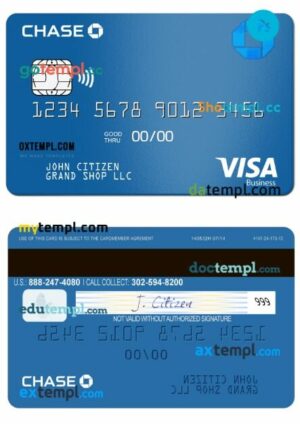 USA Chase bank visa business card template in PSD format