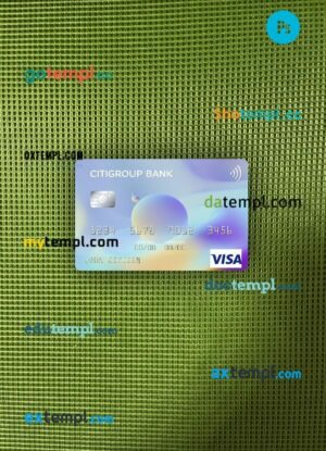 USA Citigroup Bank visa card PSD scan and photo-realistic snapshot, 2 in 1