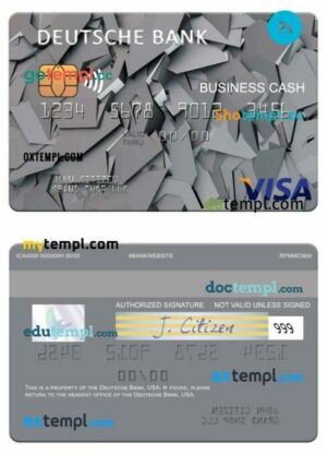 USA Deutsche Bank business cash visa card template in PSD format