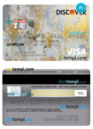 USA Discover bank visa business card template in PSD format