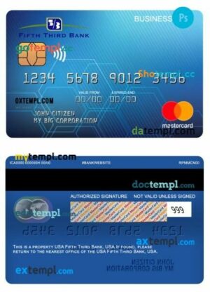 USA Fifth Third Bank business mastercard template in PSD format