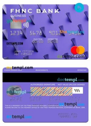 USA First Horizon National Corporation Bank business mastercard template in PSD format